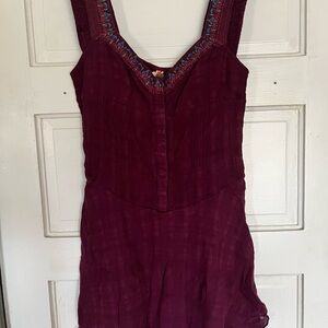 Free People Plum Dress with Floral Embroidery